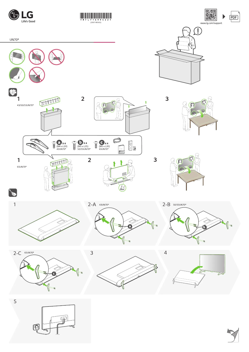Page 1 de la notice Manuel utilisateur LG 55UR73006LA