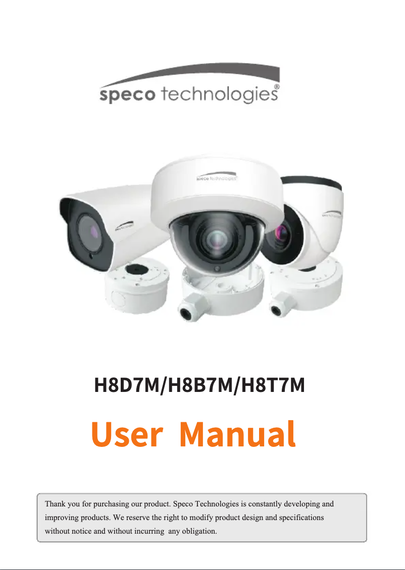 Page 1 de la notice Manuel utilisateur Speco Technologies H8D7M