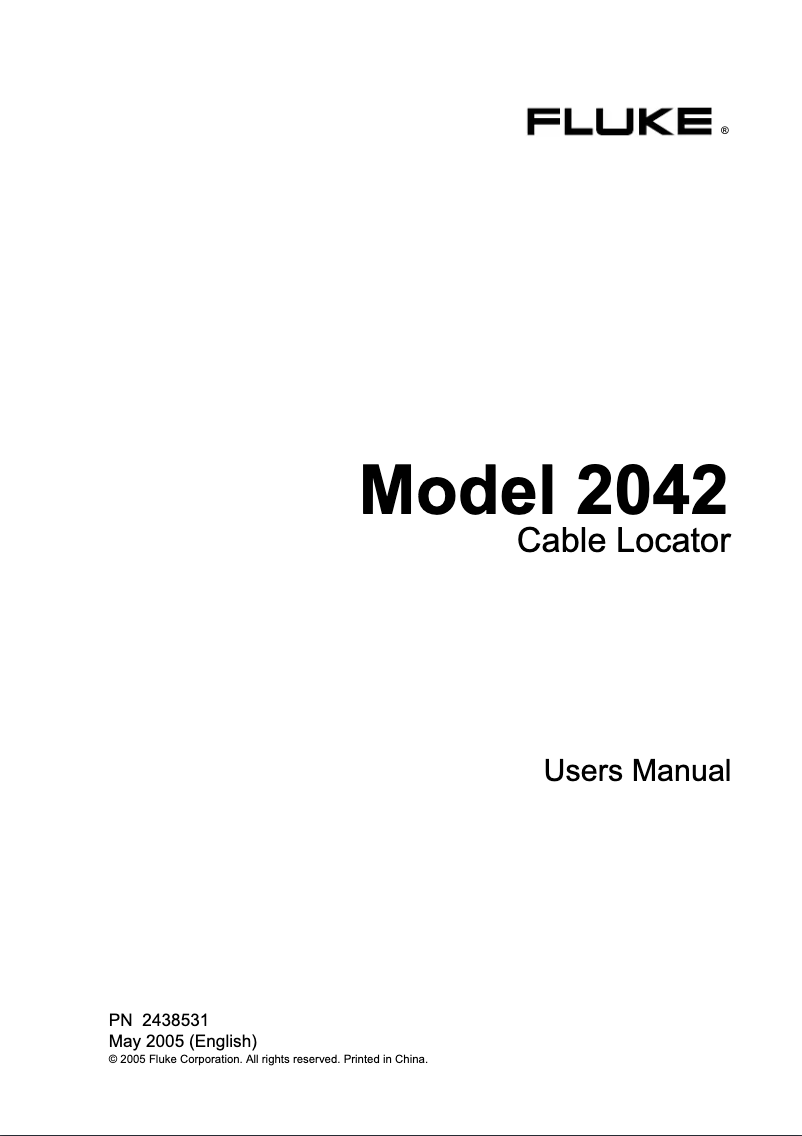 Page n°1 - Mode d'emploi Fluke 2042
