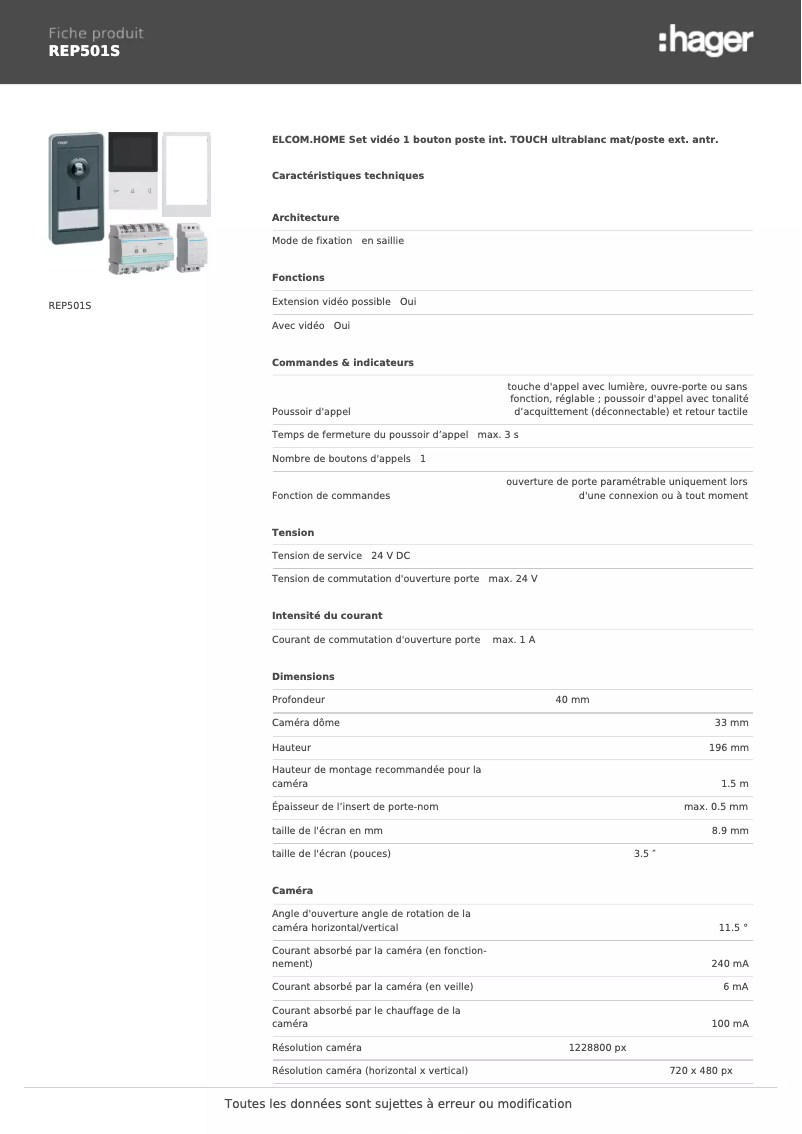 Image de la première page du manuel de l'appareil REP501S