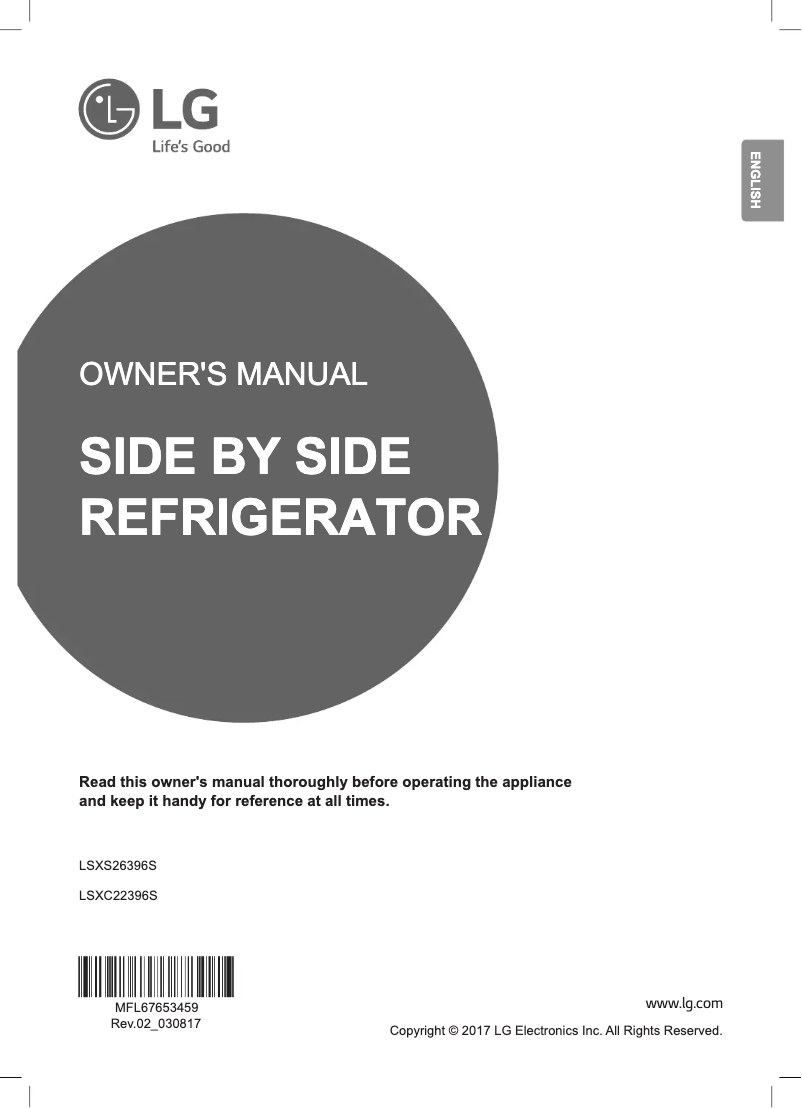 Page 1 de la notice Manuel utilisateur LG LSXC22396