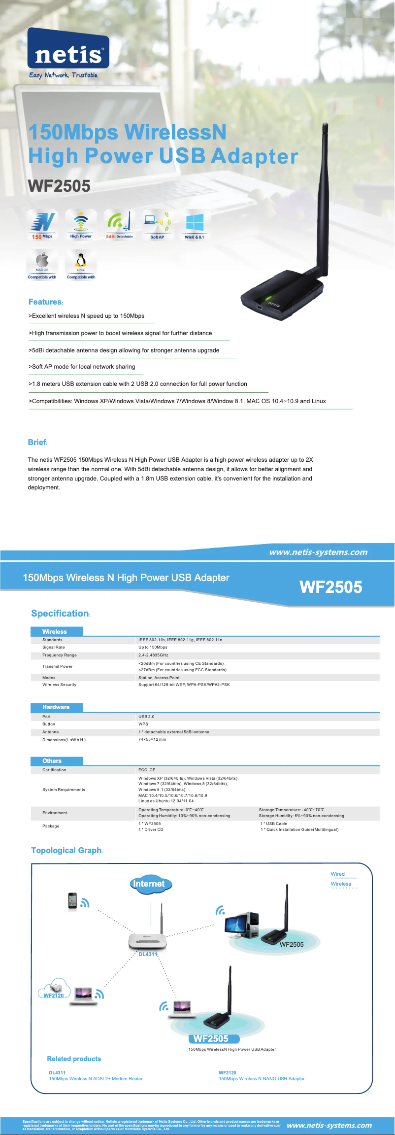 Page n°1 - Manuel utilisateur Netis WF2505