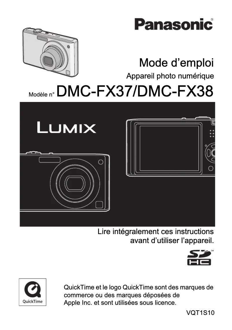 Page 1 de la notice Manuel utilisateur Panasonic Lumix DMC-FX38