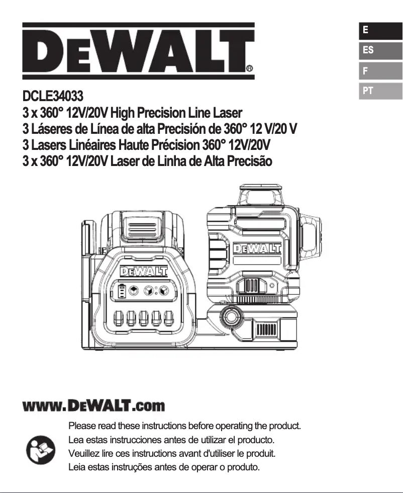 Page 1 de la notice Manuel utilisateur DeWalt DCLE34033