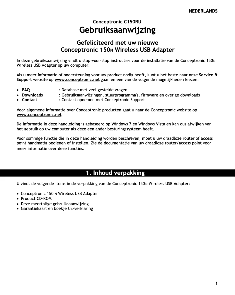 Página 1 del manual Manual de usuario Conceptronic C150RU