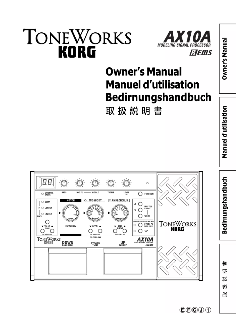 Page 1 de la notice Manuel utilisateur Korg AX10A