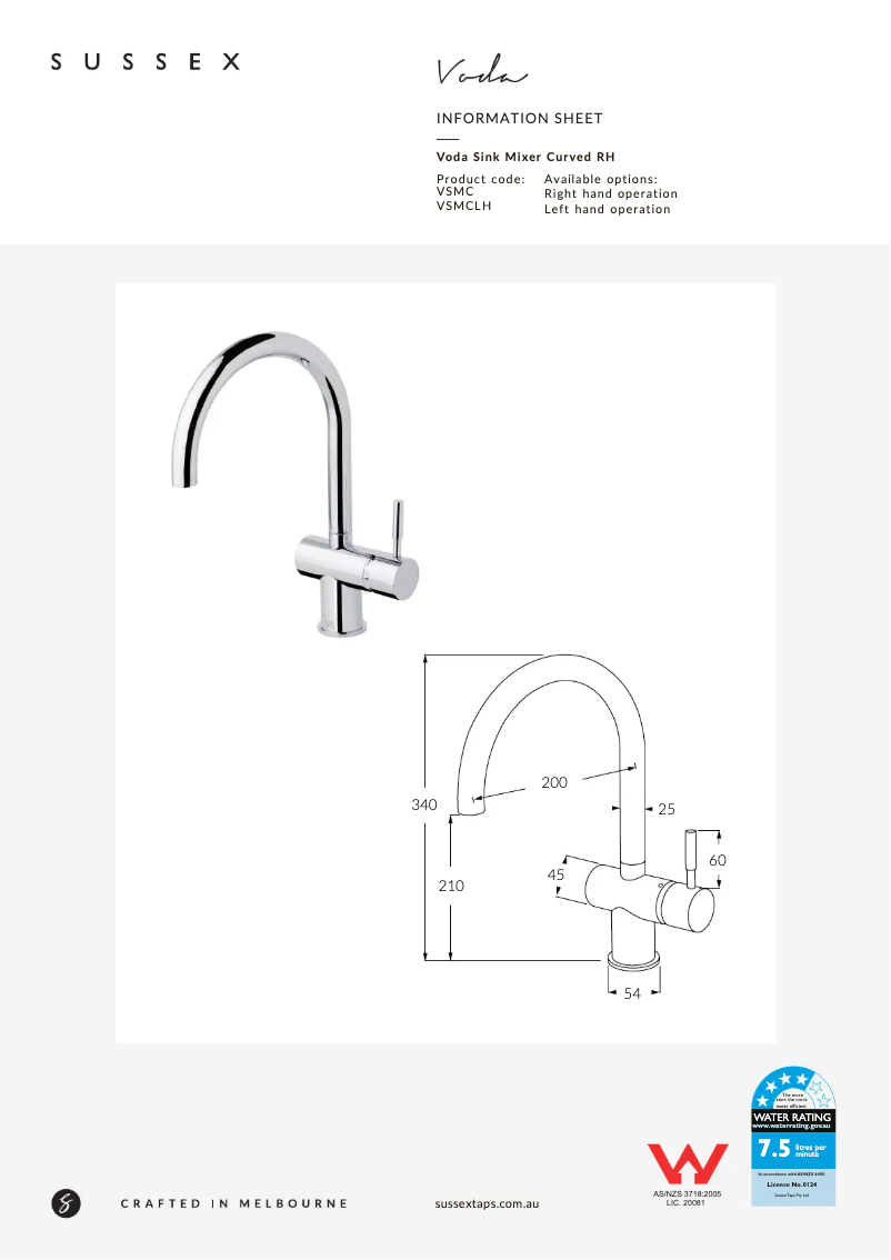 Page n°1 - Fiche technique Sussex Voda