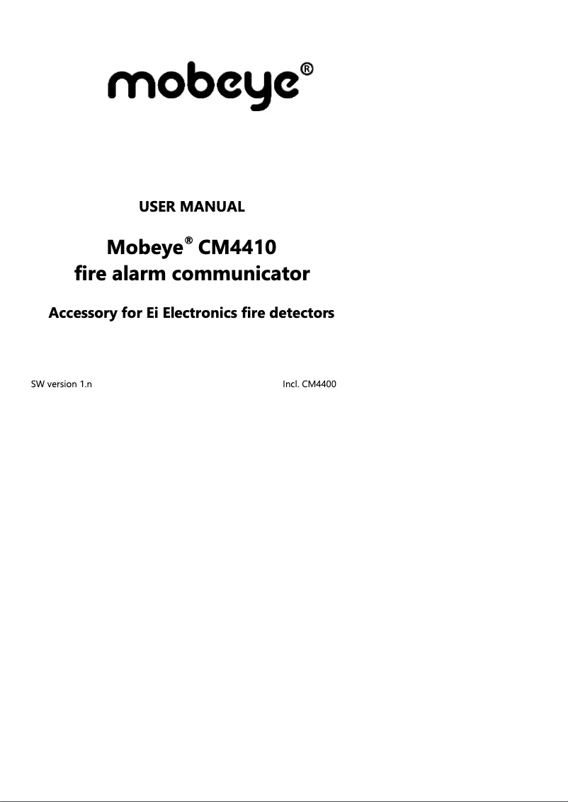 Page n°1 - Manuel utilisateur Mobeye CM4400