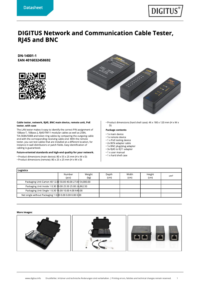 Image de la première page du manuel de l'appareil DN-14001-1
