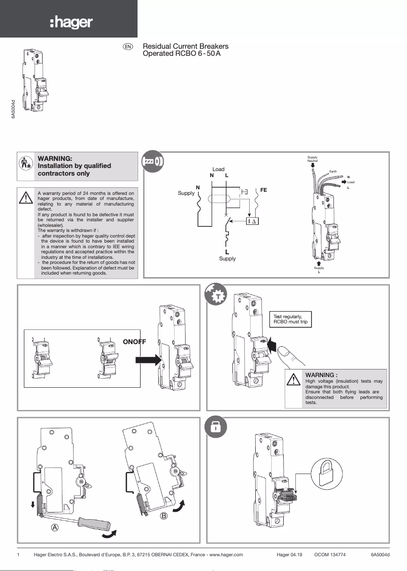 Page n°1 - Manuel utilisateur Hager ADC250B