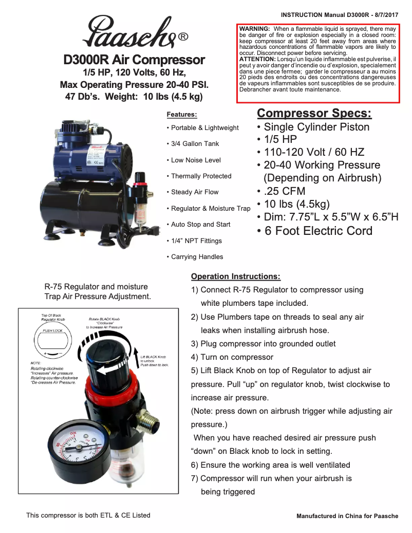 Image de la première page du manuel de l'appareil D3000R