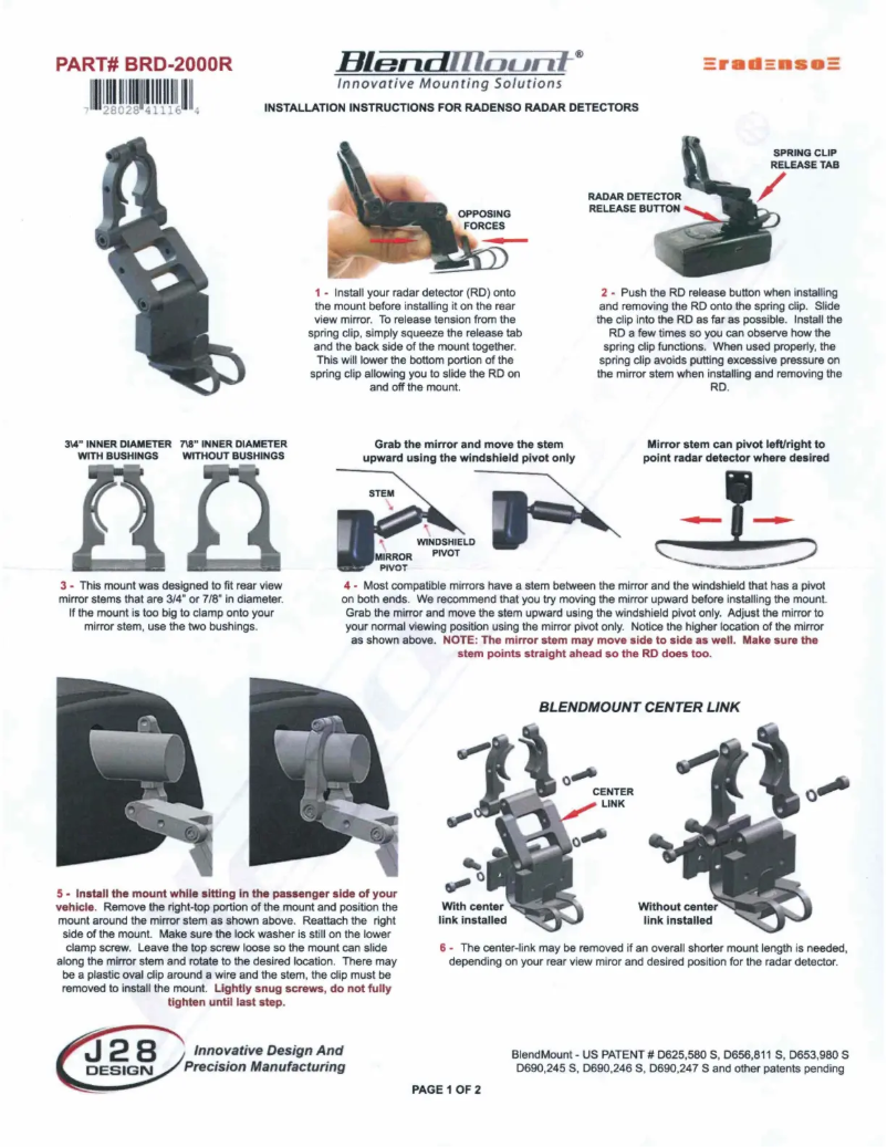 Page 1 de la notice Manuel utilisateur BlendMount BRD-2000R