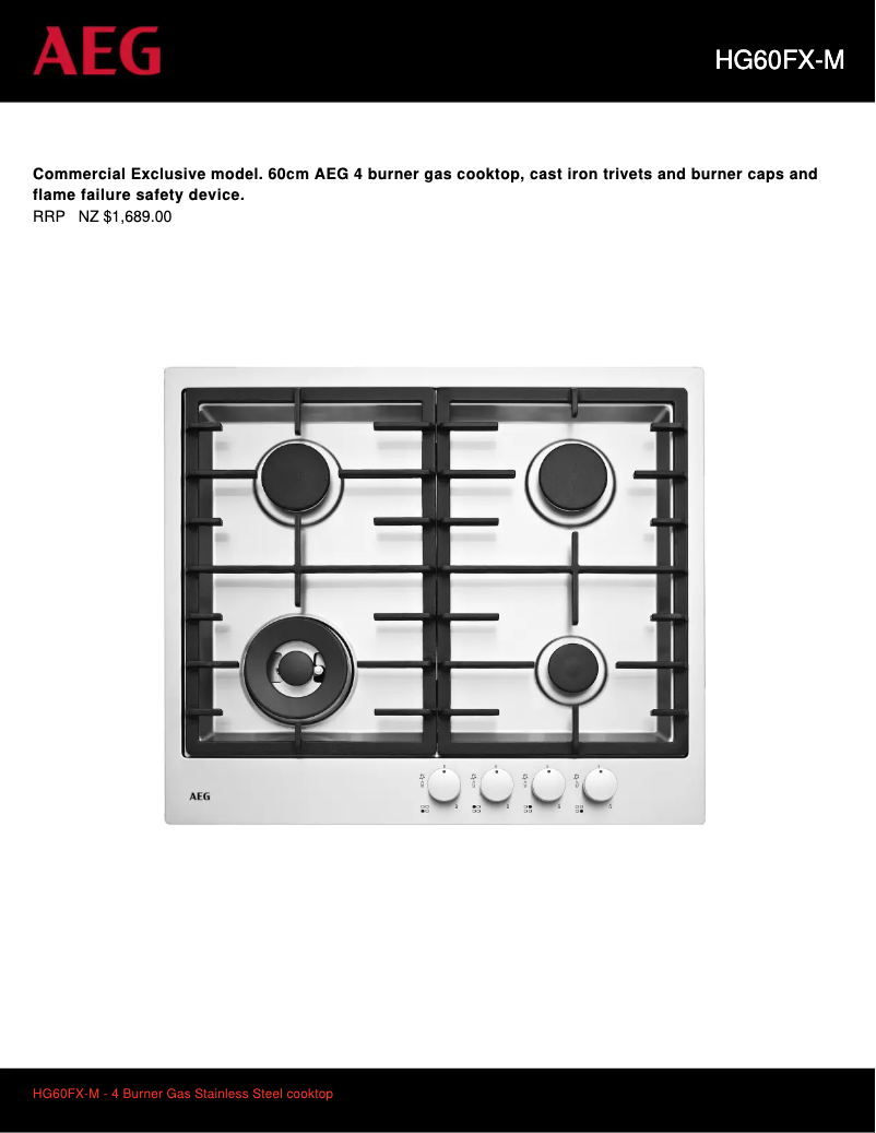 Página 1 del manual Ficha técnica AEG HG60FX-M
