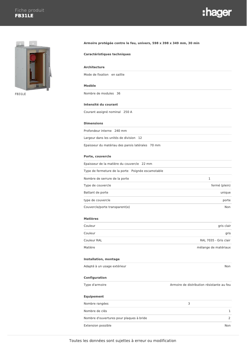 Image de la première page du manuel de l'appareil FB31LE