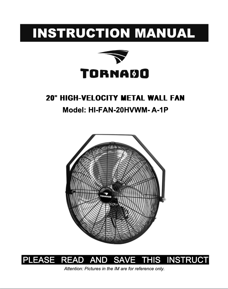 Page n°1 - Manuel utilisateur Tornado HI-FAN-20HVWM-A-1P