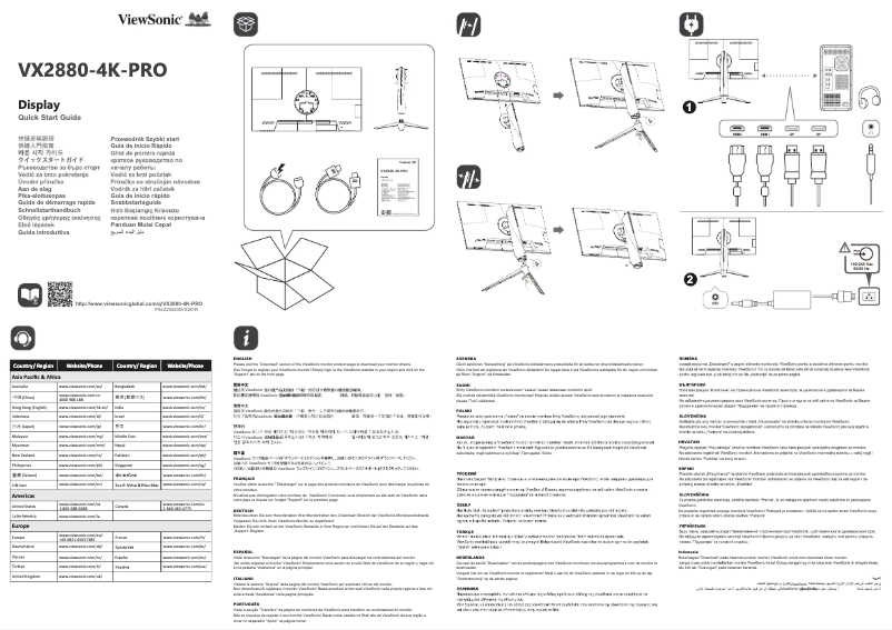 Page 1 de la notice Guide de démarrage rapide Viewsonic VX2880-4K-PRO