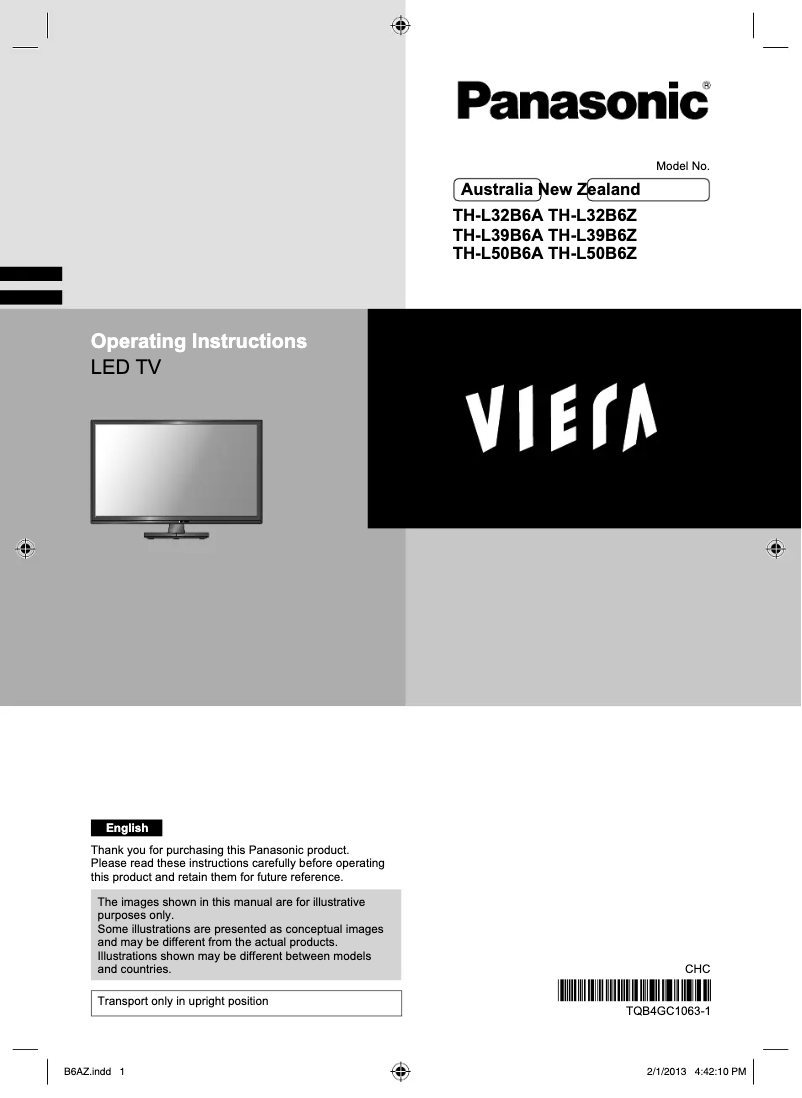 Image de la première page du manuel de l'appareil TH-L39B6A