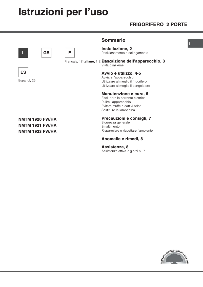 Página 1 del manual Manual de usuario Hotpoint Ariston NMTM 1921 FW/HA