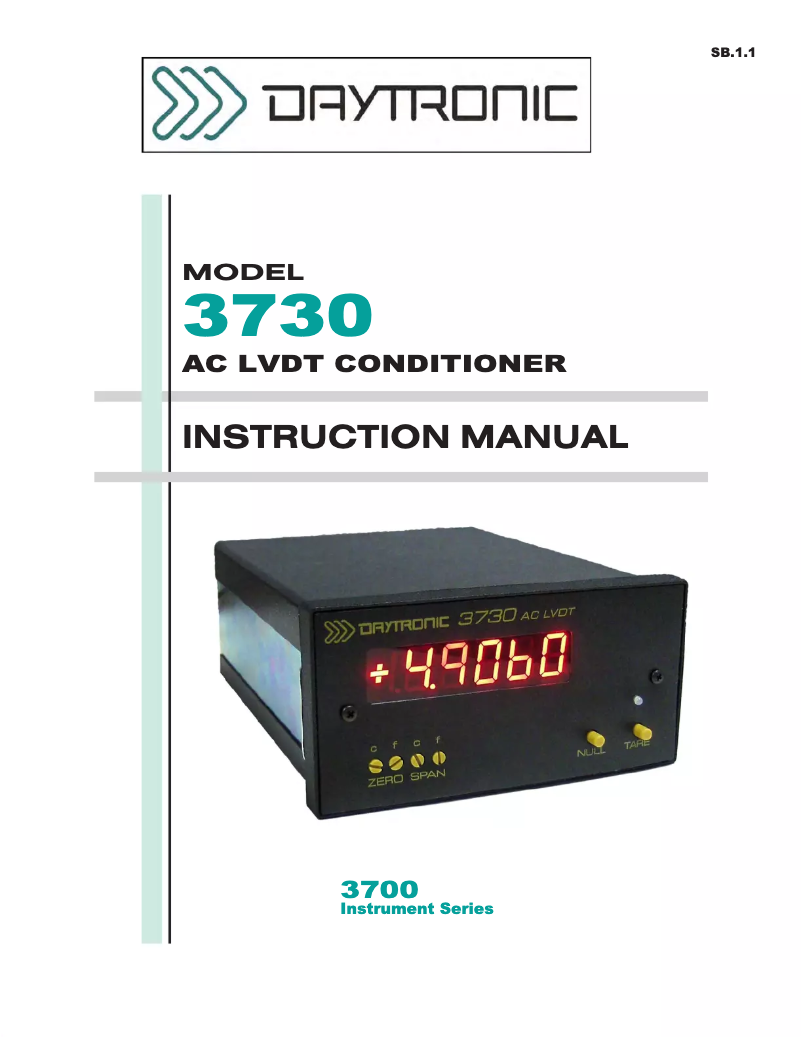 Page n°1 - Manuel utilisateur Daytronic 3730DC