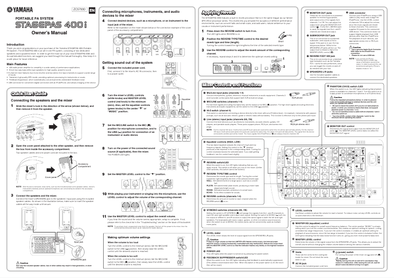 Page 1 de la notice Manuel utilisateur Yamaha Stagepas 600i