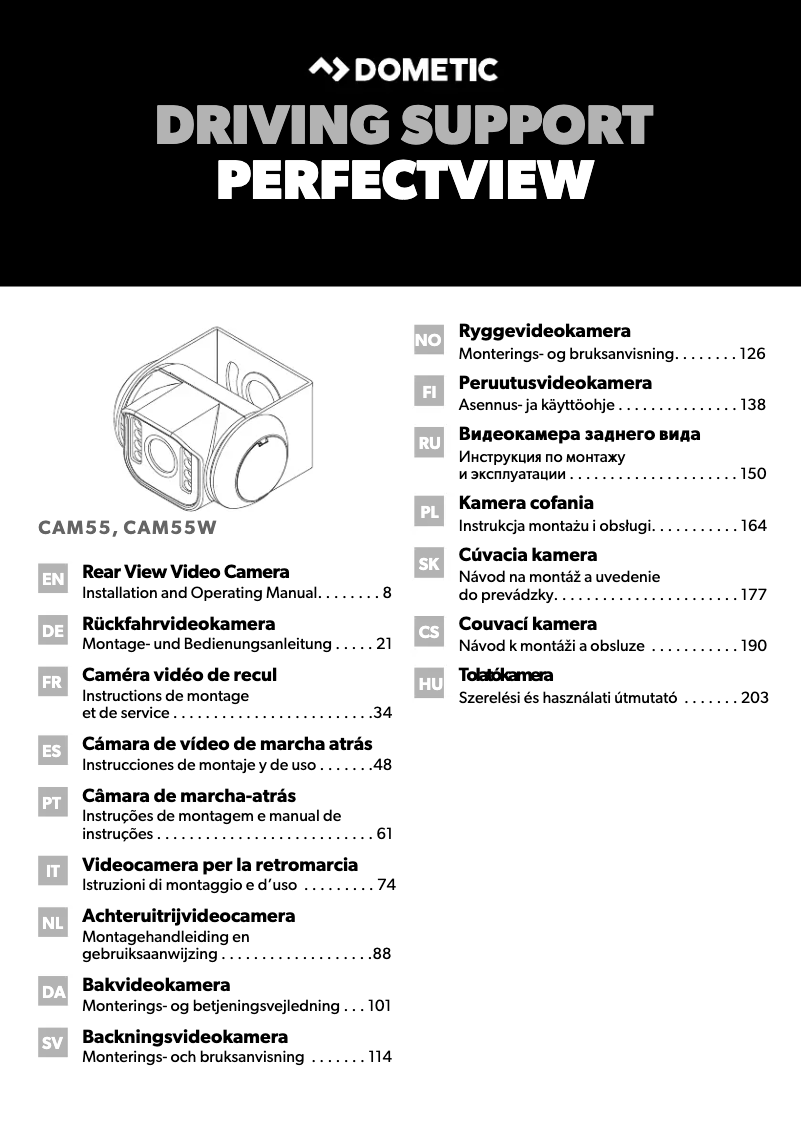 Page 1 de la notice Manuel utilisateur Dometic PerfectView CAM 55