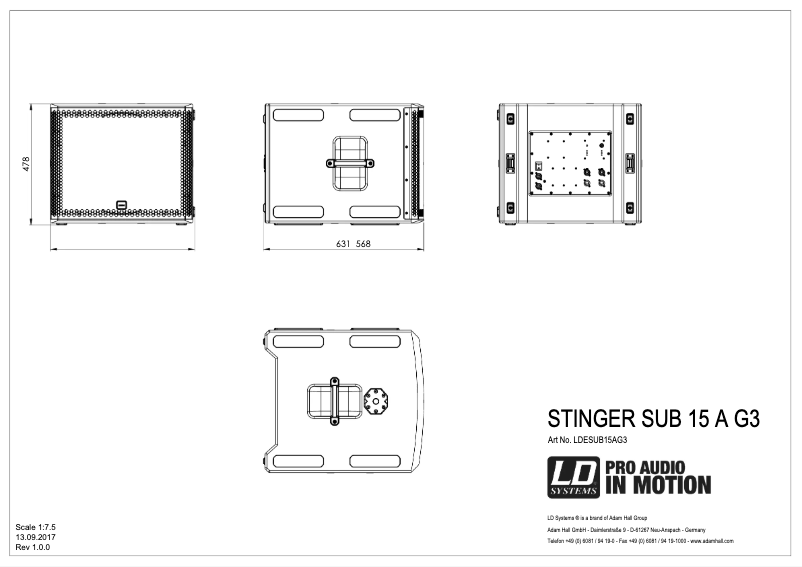 Página 1 del manual Ficha técnica LD Systems Stinger Sub 15A G3