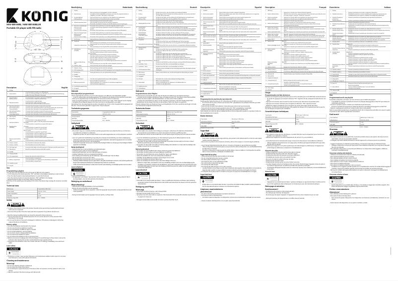 Page n°1 - Manuel utilisateur Konig HAV-BB100