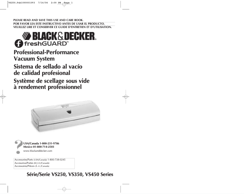 Page 1 de la notice Manuel utilisateur Black & Decker VS450