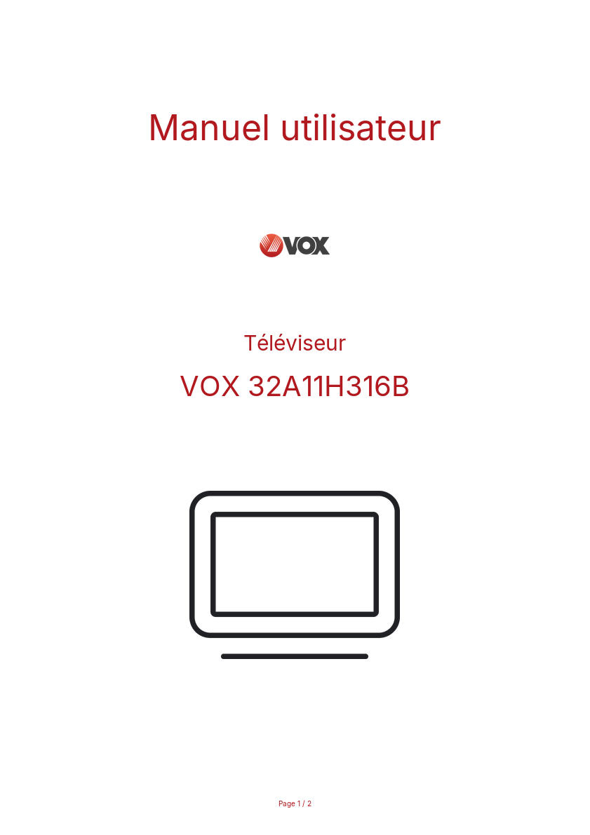 Page n°1 - Manuel utilisateur VOX 32A11H316B