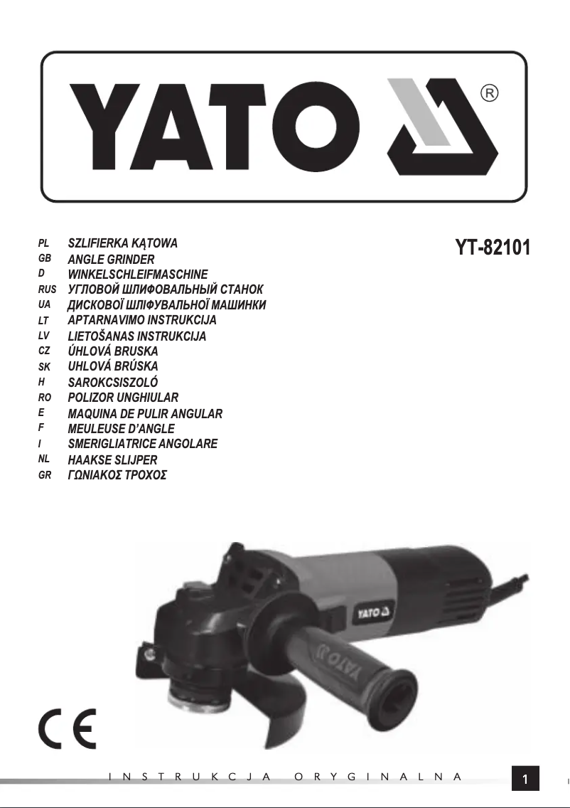 Page n°1 - Manuel utilisateur Yato YT-82101