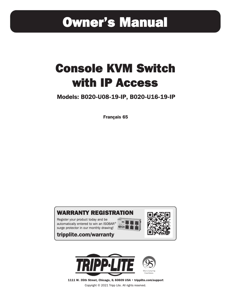 Page 1 de la notice Manuel utilisateur Tripp Lite B020-U16-19-IP