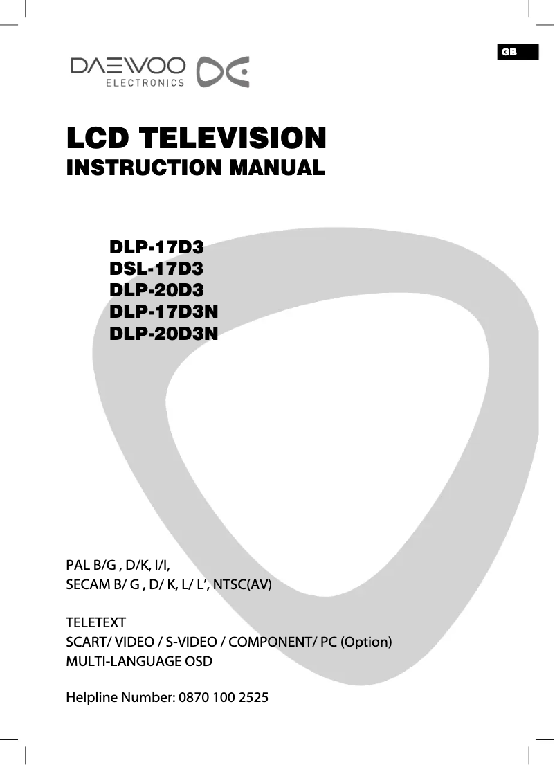 Image de la première page du manuel de l'appareil DLP-20D3