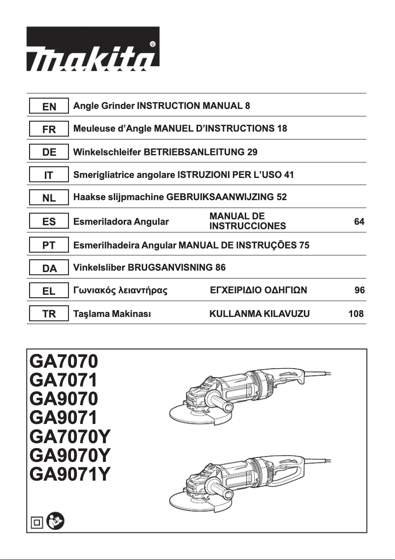 Page n°1 - Manuel utilisateur Makita GA9070X1