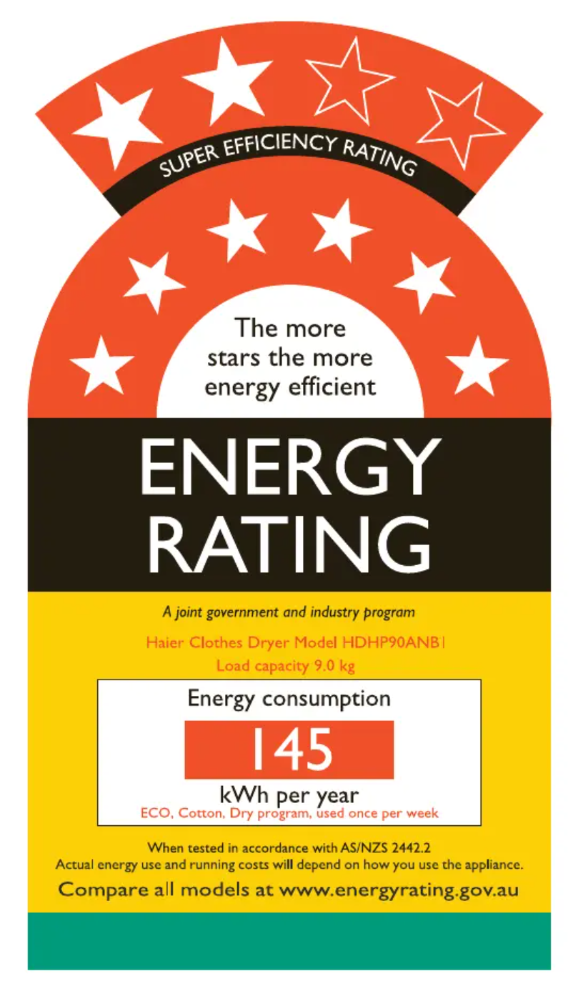 Page 1 de la notice Label énergétique Haier HDHP90ANB1