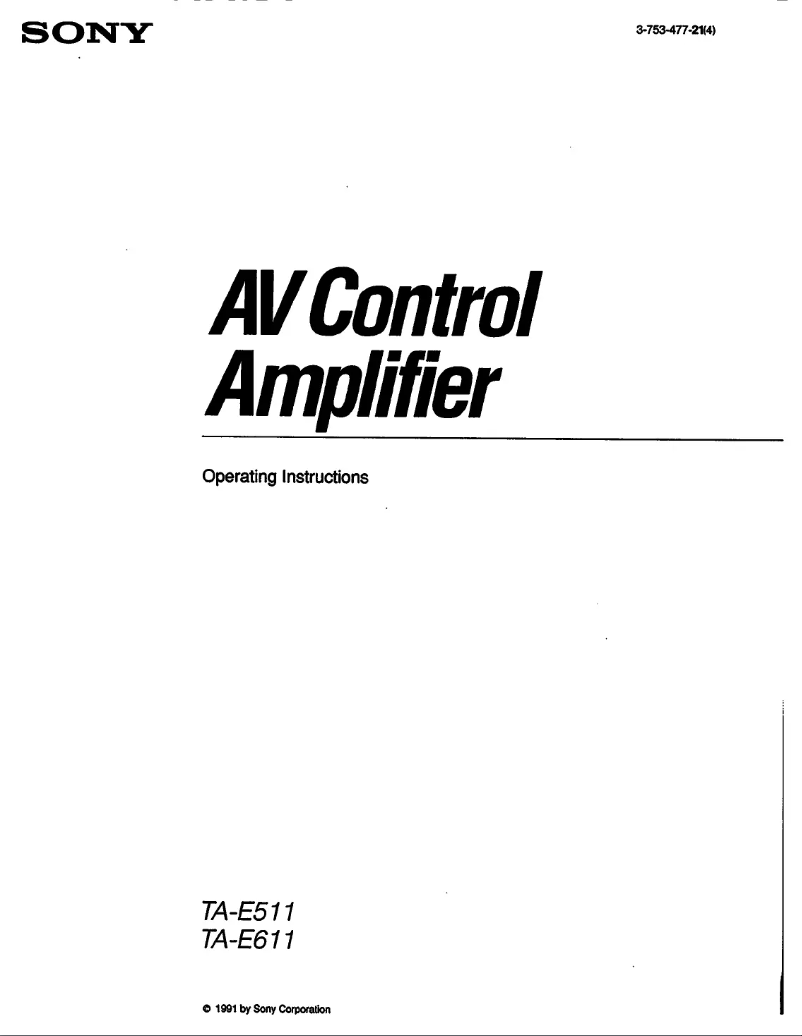 Page n°1 - Manuel utilisateur Sony TA-E511