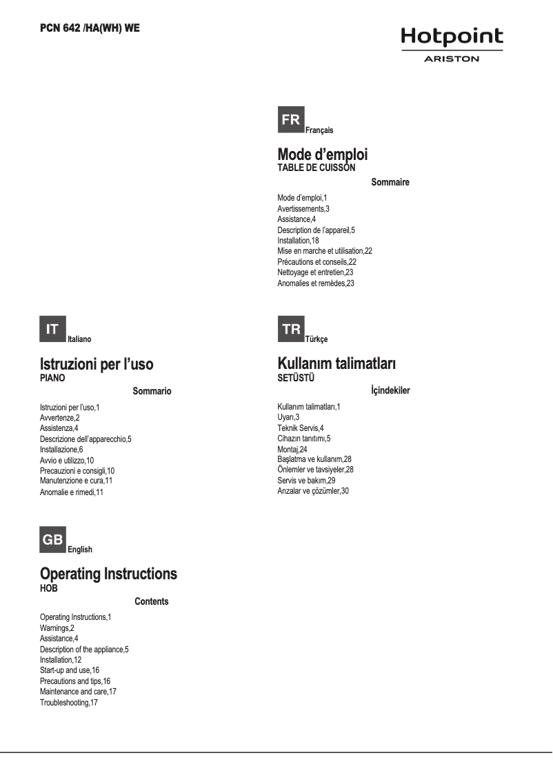 Image de la première page du manuel de l'appareil PCN 642 /HA(WH) WE