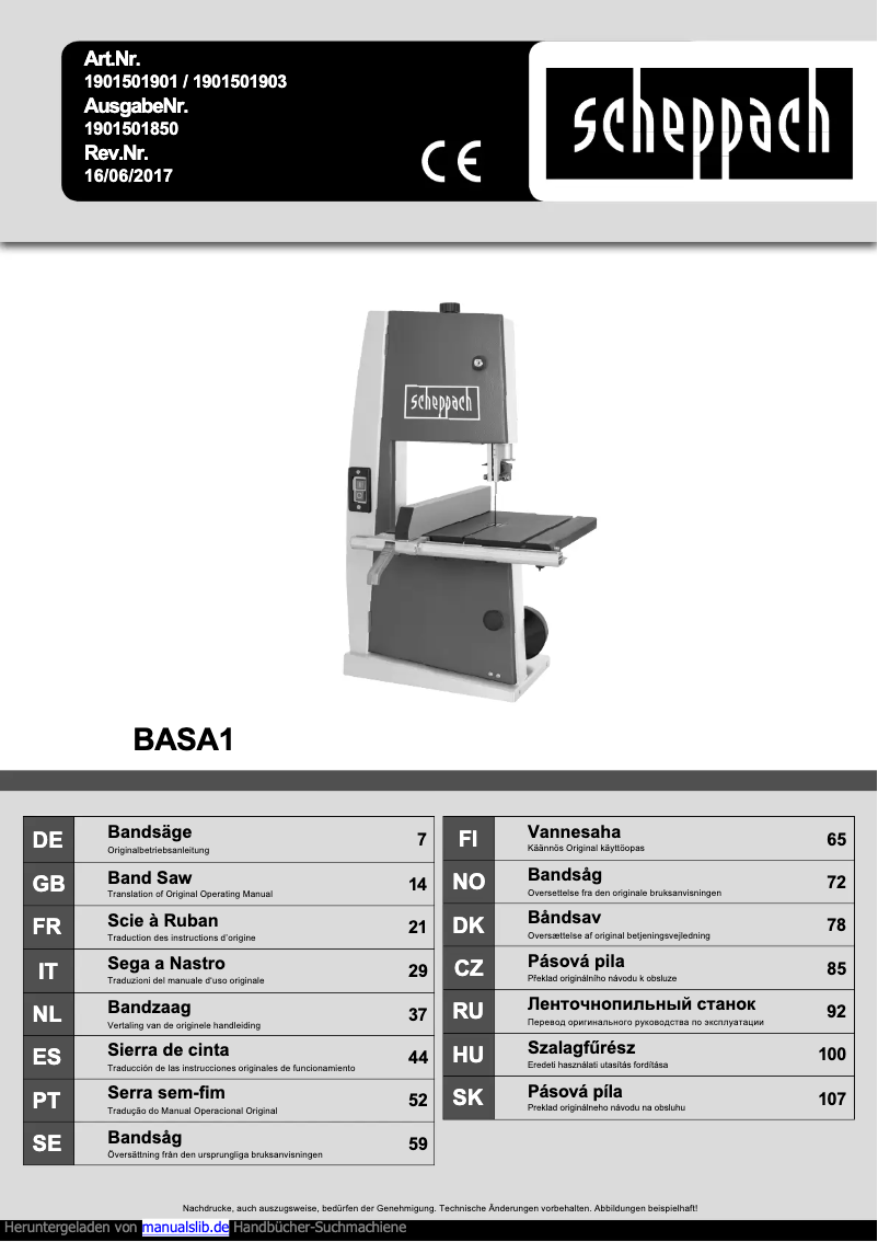 Image de la première page du manuel de l'appareil BASA1