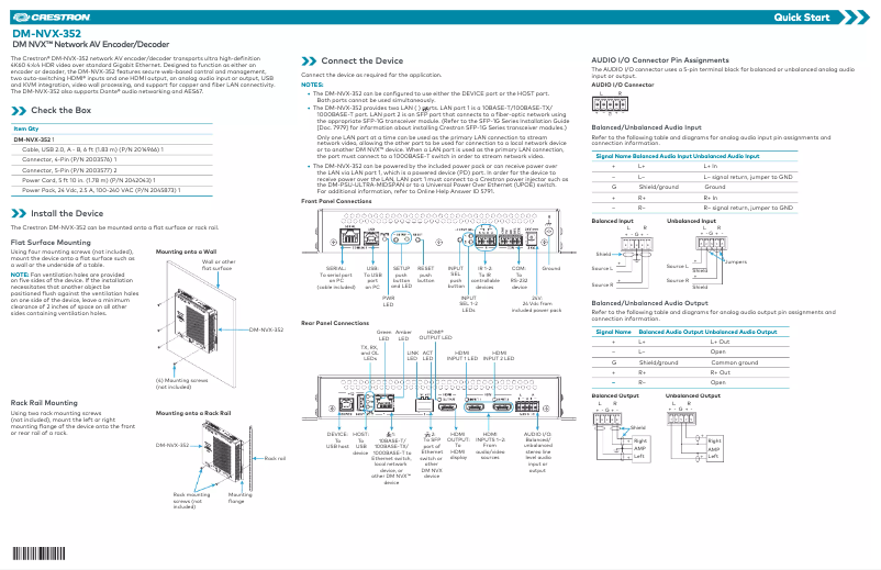 Page 1 de la notice Manuel utilisateur Crestron DM-NVX-352