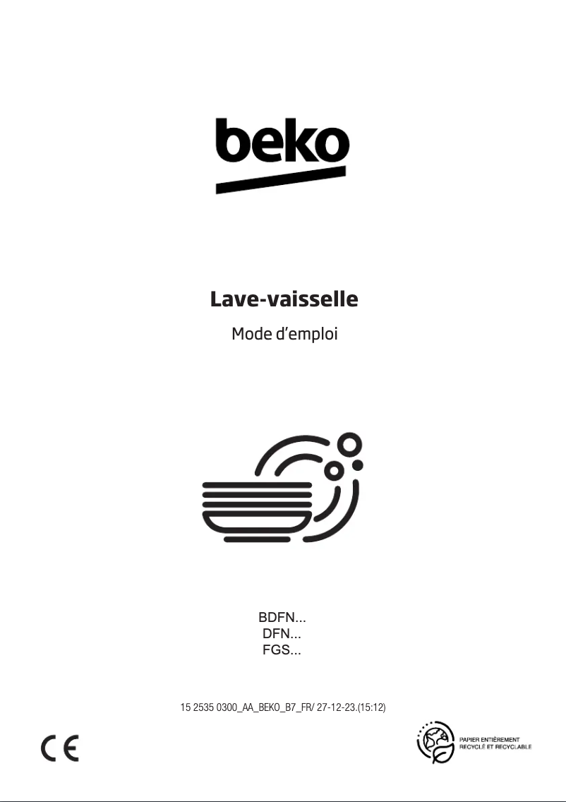 Image de la première page du manuel de l'appareil BDFN26442WC