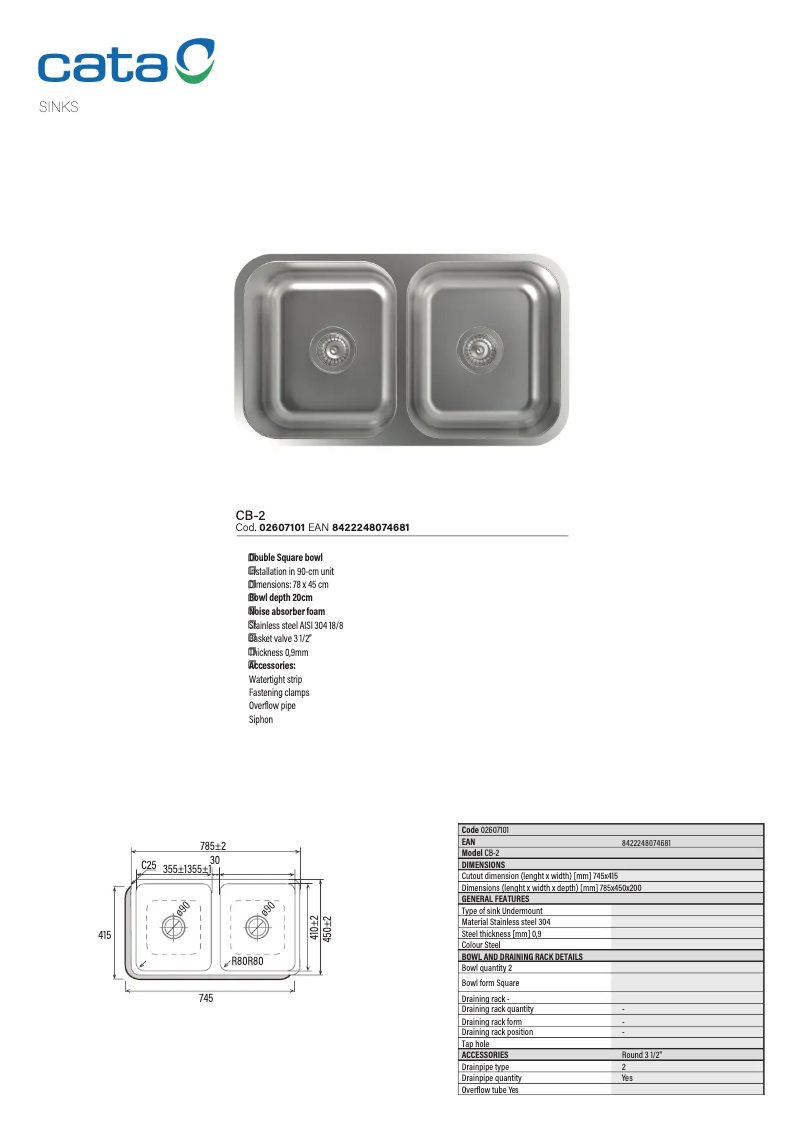 Page 1 de la notice Manuel utilisateur CATA CB-2