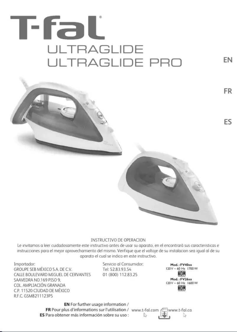 Page n°1 - Manuel utilisateur Tefal Ultraglide Pro FV2614X0