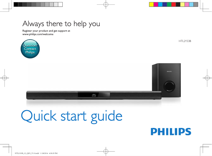 Page 1 of the manual Quick Start Guide Philips HTL2153B