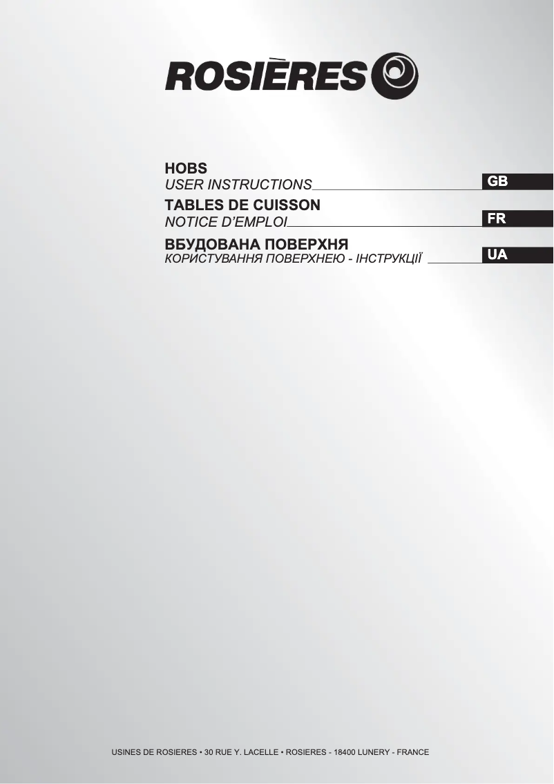 Page n°1 - Manuel utilisateur Rosieres RTV 750 FPN