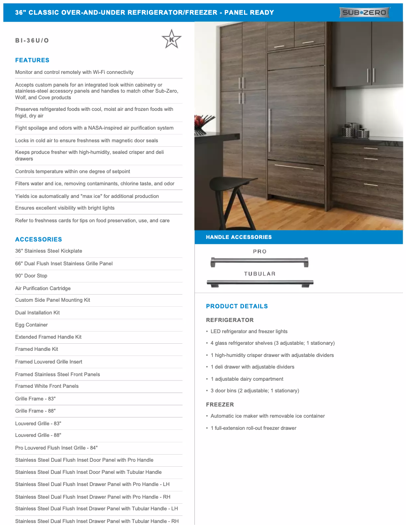Page 1 de la notice Manuel utilisateur Sub-Zero BI-36U/O-LH