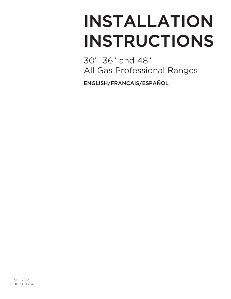 Page 1 de la notice Guide d'installation GE CGY366P4MW2