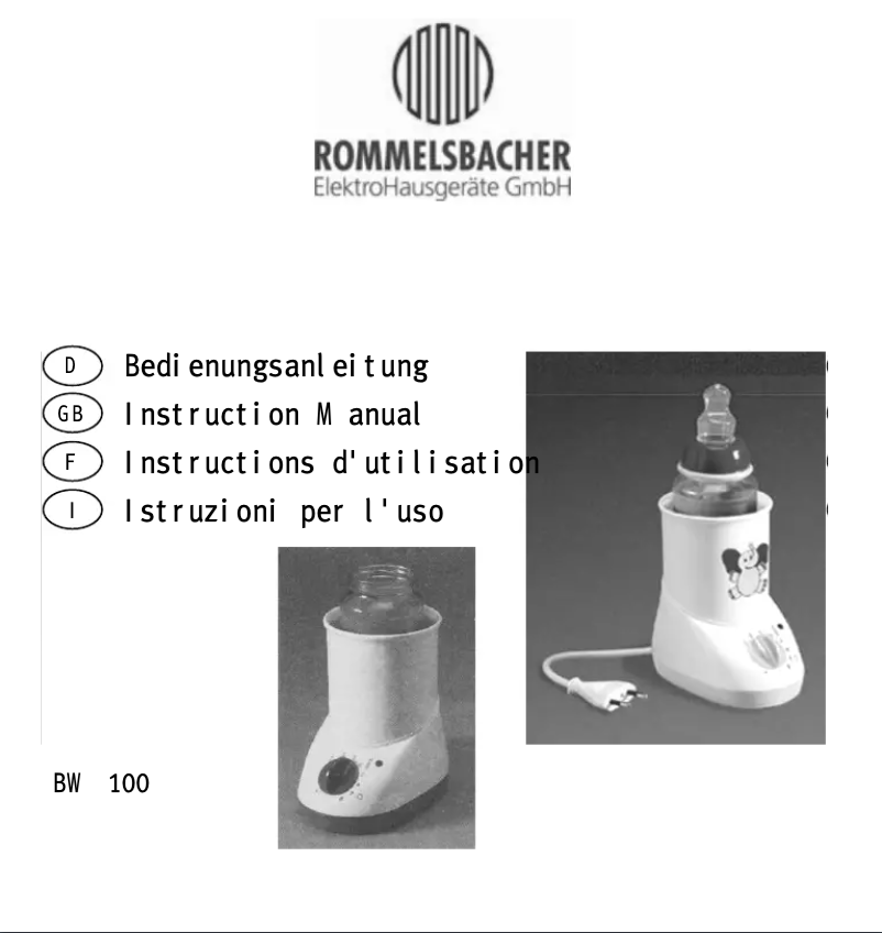Imagen de la primera página del manual del dispositivo BW 100