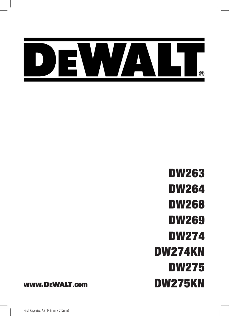 Page 1 de la notice Manuel utilisateur DeWalt DW275KN