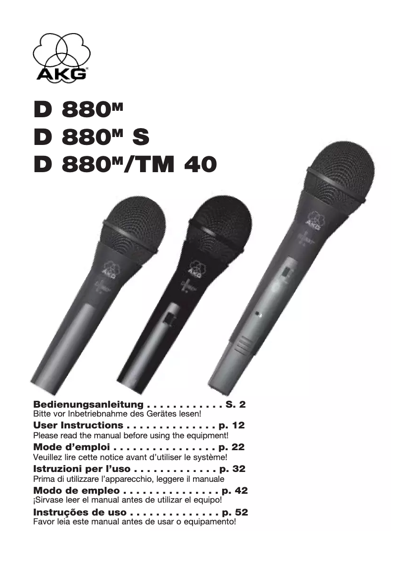Page 1 de la notice Manuel utilisateur AKG D 880