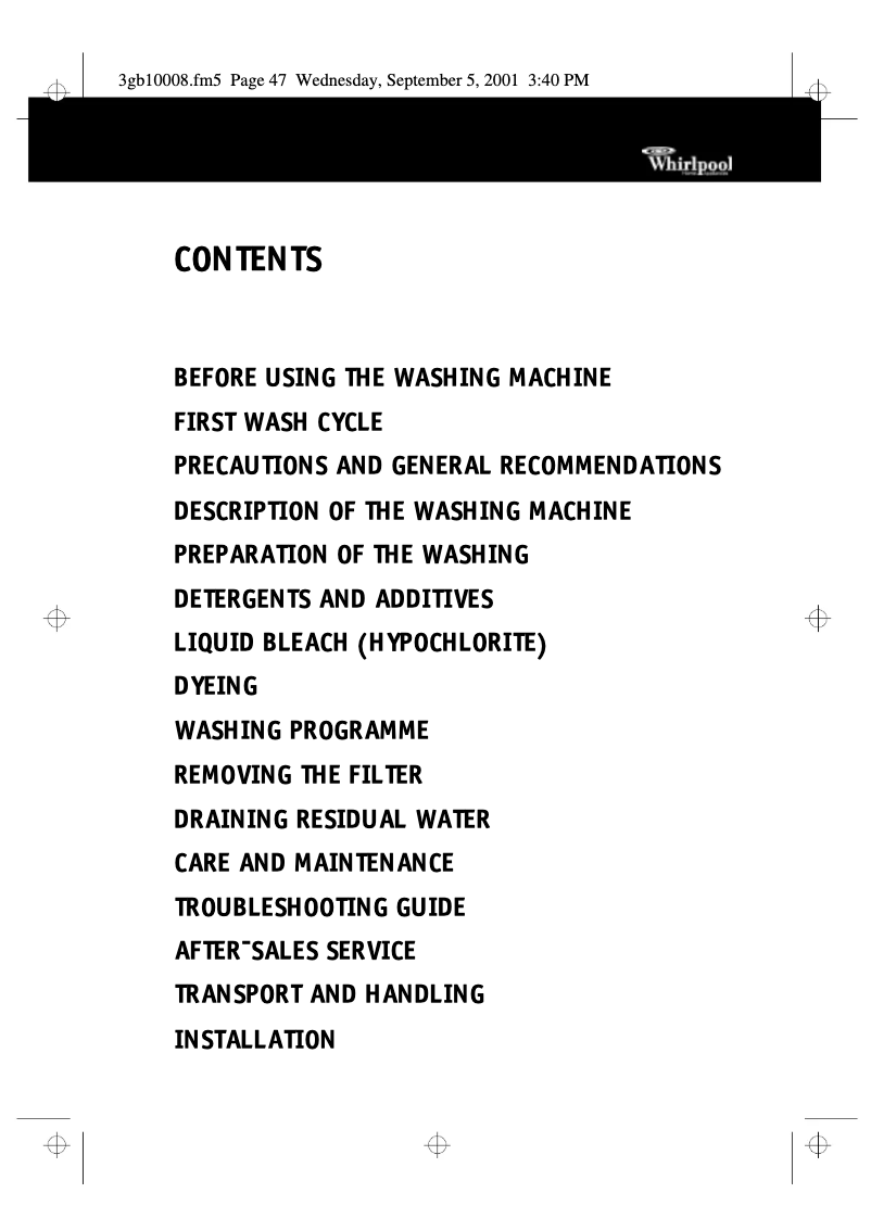 Página 1 del manual Manual de usuario Whirlpool AWM 4040