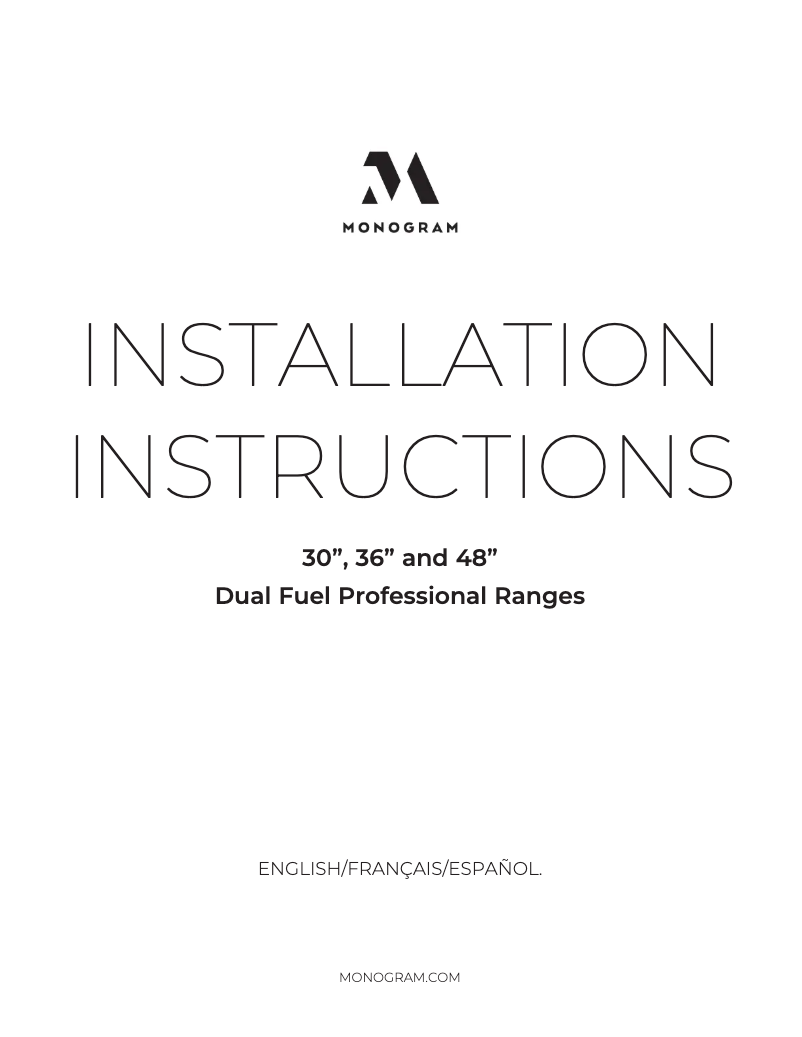 Page 1 de la notice Guide d'installation Monogram ZDP366NTSS